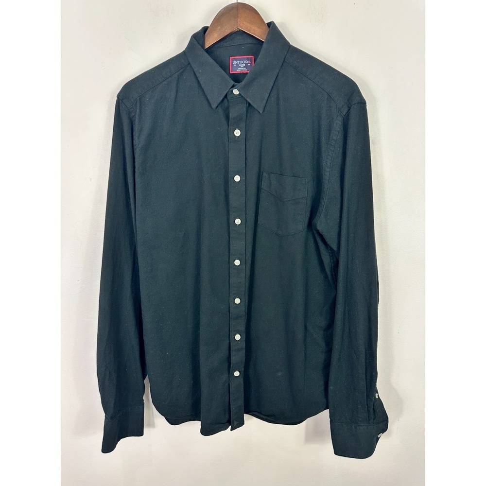 UNTUCKit Black Flannel Shirt Large‎ Tall LT Cotton Button Down Mens Minimalist